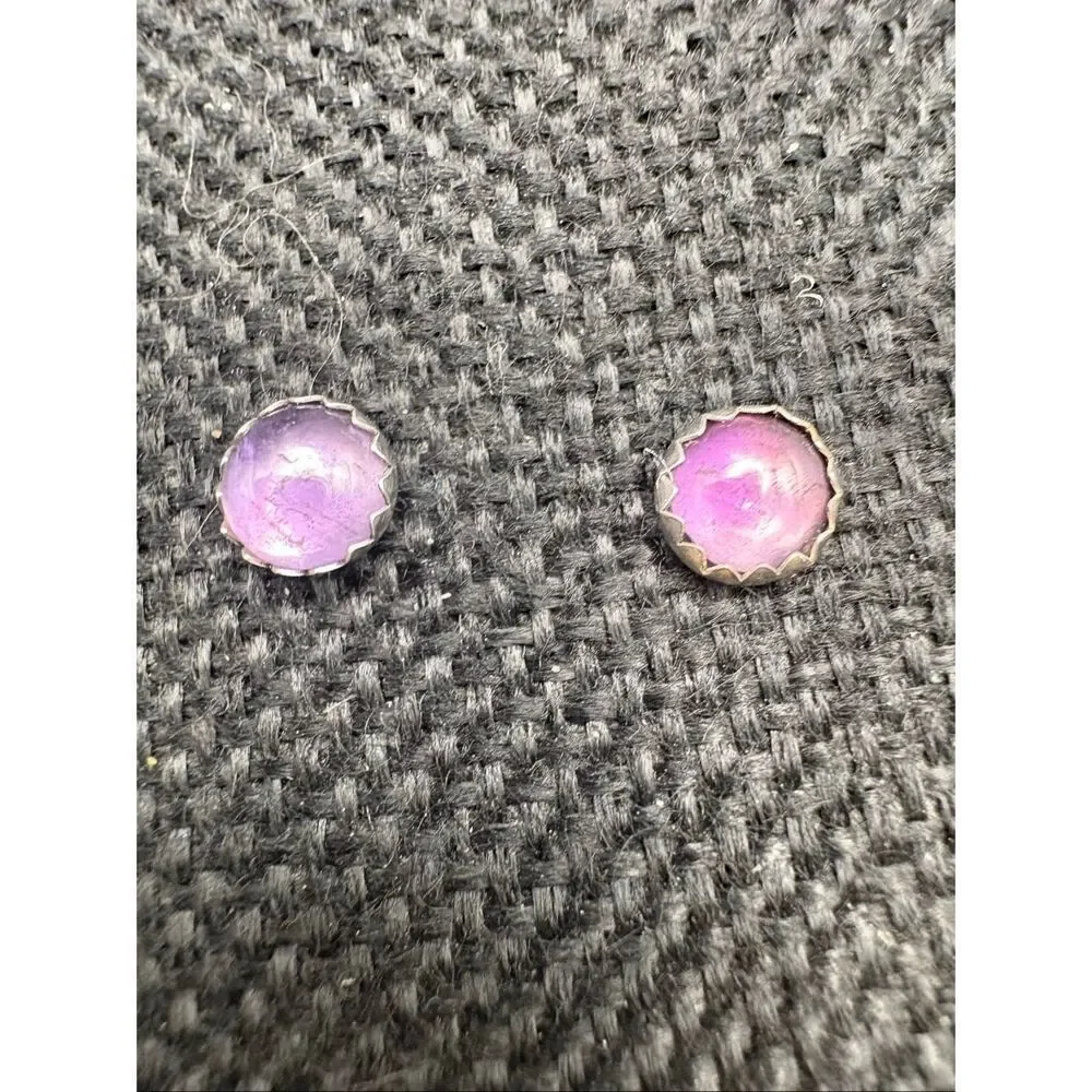 Purple Amethyst & Sterling Silver Stud Earrings, NEW, Handmade, Artisan